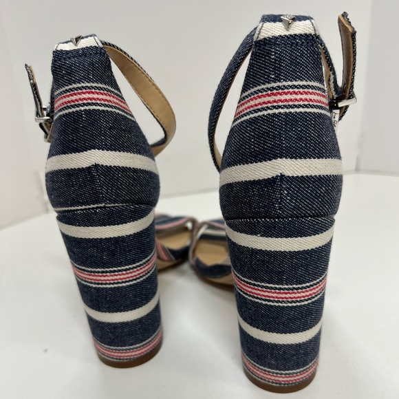 Sam Edelman Yaro Block Heels in Susie Stripe denim Red White and Blue NEW Size 5 - Picture 4 of 11
